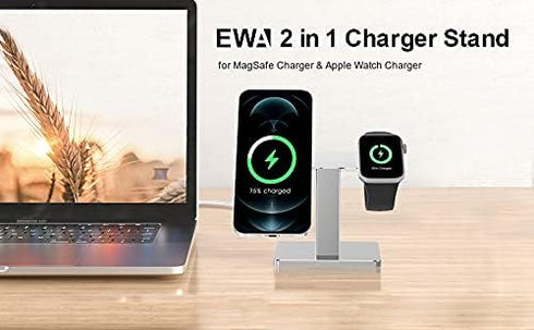 EWA 2 in 1 Magsafe Charger Stand, Aluminum Alloy,Phone Stand Holder,Compatible with iphone15/pro/pro Max, iPhone 14/13/12/ Pro Max/Mini and Apple ...