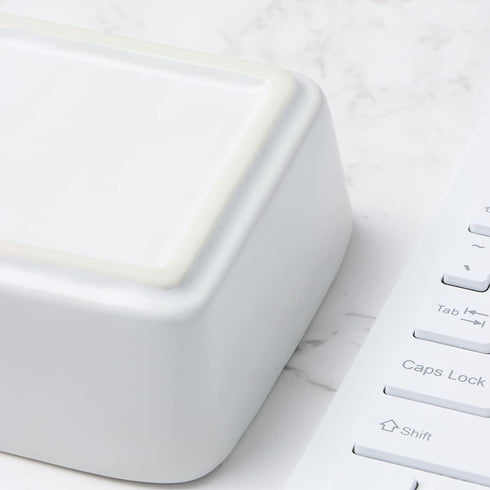 Candy Color Ceramic Paper Clip Holder for Desk Cute Paperclips Dispenser 3.5Inch Square Paper Clips Organizer Binder Clip Holder (White Paper Clip...