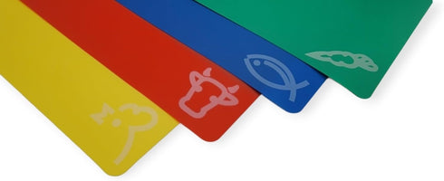 4pc Flexible Cutting Mat Set - Veggie, Fish, Beef and Poultry Cutting Mat Set, 11.75 x 9.75 Inches (1 Set)...