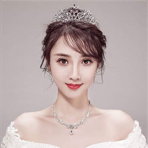 Wedding Sets For Women Bling Bride Hair Accessories Tiaras Earrings Necklace Wedding Jewelry Sets A...