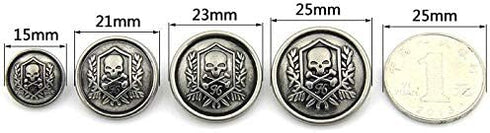 12Pcs Metal Buttons Domineering Skull Buttons Casual Suit Windbreaker Casual 25mm Button (Antique Silver)...