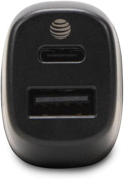 AT&T Dual Port 32W USB-C and USB-A Fast Charging Bullet Car Charger for Apple iPhone, Google Pixel, and Samsung Galaxy (Black, 32W)...