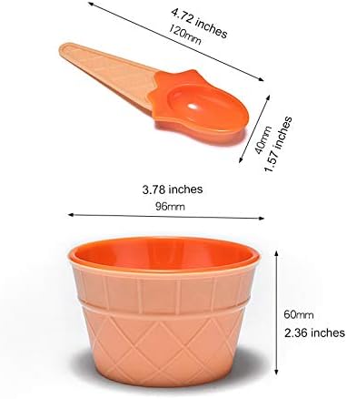 Dessert Bowls, 4 Pack Ice Cream Bowl Spoon Set, Frozen Yogurt Cups with Spoons Durable Plastic Candy Color Lovely Dessert Bowl DIY Ice Cream Tools...