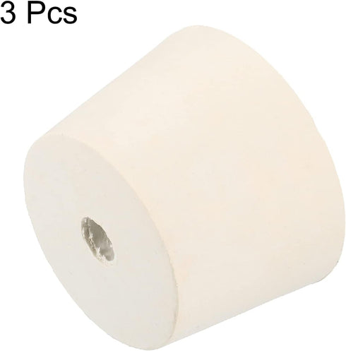 MECCANIXITY Rubber Tapered Plug 38mm to 46mm with Hole Test Tubes Bungs Stopper White for Lab Home 3 Pieces...