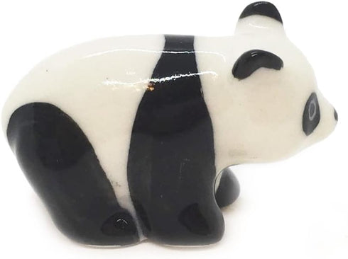 WitnyStore Tiny 1¼" Standing Panda Figurine - Miniature Hand Made Painted Ceramic Giant Pandas Black White Bear Asian Wildlife Wild Animals Cute P...