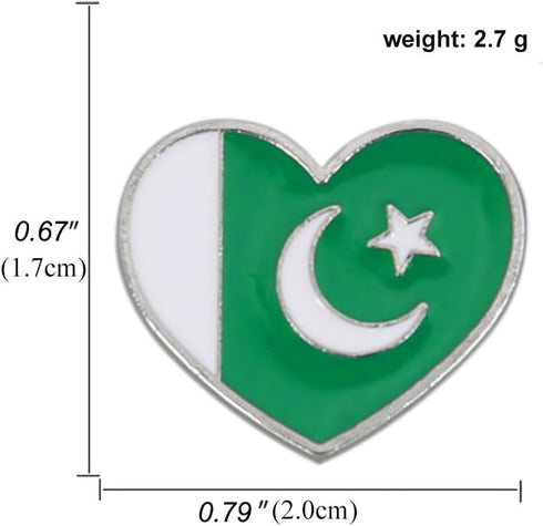 Heart-shaped Pakistan National Flag Enamel Pin and the Pakistani Badge Brooch For Backpack and Coat...