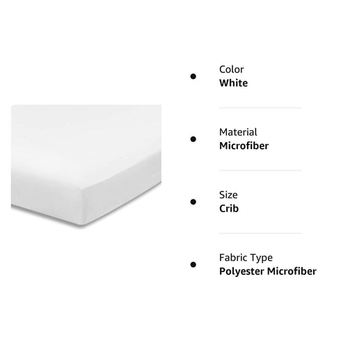 Everyday Kids Fitted Crib Sheet, 100% Soft Breathable Microfiber Baby Sheet, Fits Standard Size Crib Mattress 28in x 52in, White Nursery Sheet...