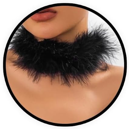 Exaggerated Multicolor Feather Choker Necklace Ribbon Fluffy Feather Collar Necklace Adjustable For Women Girls Gothic Costume Party...