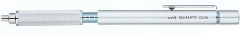 Uni Shift Pipe Lock Drafting Pencil, 0.3 mm, Silver Body with Light Blue Accent (M31010.26)...