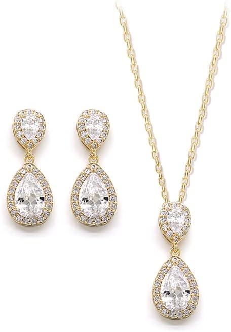 UDYLGOON UDORA Teardrop Cubic Zirconia Drop Earrings Necklace Bridal Jewelry Sets Wedding Prom Gifts For Bridesmaid...