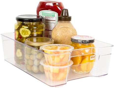 Kitchen Spaces KSMB12-AMZ Medium Bin Food Storage Organizer for Fridge and Pantry, 12.3" x 8.3" x3.5", Clear...