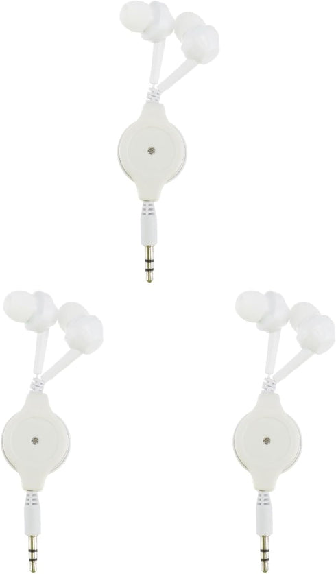 Hemobllo Retractable Earphones - 3 Pcs Wired in Ear Headphones 3.5mm Jack Stereo Wired Earbuds Retractable Wired Earphones for Phones Laptops......