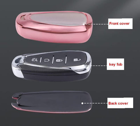 Glossy Pink Key Fob Cover Case Protector for Chevrolet Chevy Malibu Camaro Trax Traverse Sonic Cruze Volt Equinox Trailblazer...