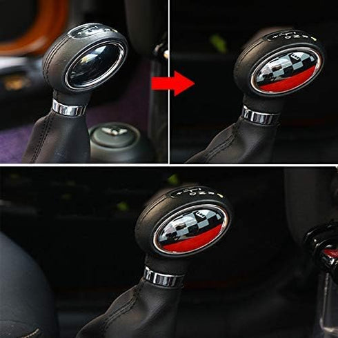 GTINTHEBOX JCW Style ABS Shift Knob Automatic Trans Trim Badge Covers for Mini Cooper/Cooper S Hardtop (F56), Hardtop 4-Door (F55), Convertible (F...