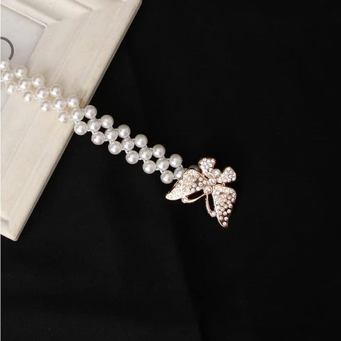 Pearl Belt for Wedding Dress Butterfly Rhinestone Belts for Dresses Gold Butterfly Chain Belt for Bridal Bridesmaid Elastic Decorative Waist Belts...