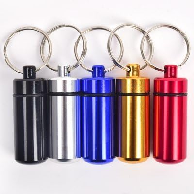 Onwon Waterproof Aluminum Pill Box Case Bottle Cache Drug Holder Keychain Container 6 Pcs,6 Color...