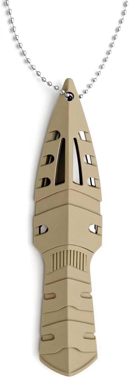 REAT mini EDC utility fixed blade knife, 6 inch 440C steel small spear point neck knife with necklace plastic sheath for outdoor, camping, hiking,...
