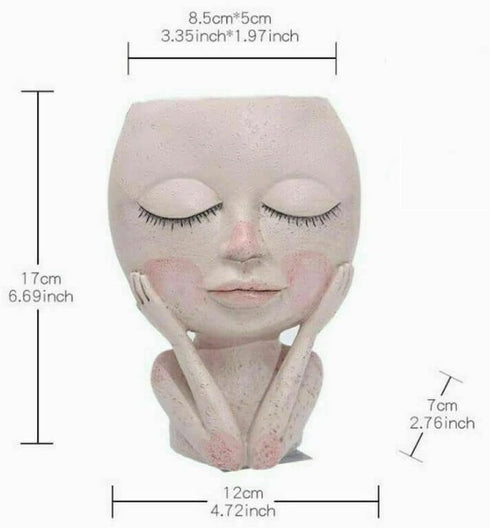 Face Flower Pot Head Planter Pot Cute Lady Face Succulent Planter Resin Cactus Planter Funny Head Plant Pot for Home Garden (Corlor A)...