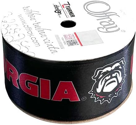 1.5" Georgia Ribbon, Licensed by Offray Ribbon - Officially Licensed (Black - 5 Yards (15 Feet))...