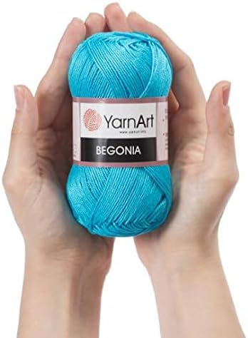 5 Skein (Pack) Total 8.8 Oz. Yarnart Begonia, 100% Mercerized Cotton, Each 1.76 Oz (50g) / 185 Yrds (169m), Fine Sport: 2, Blue - 0008...