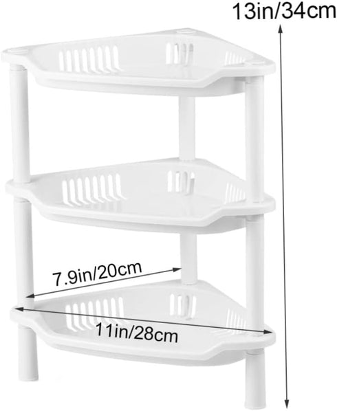 STOBAZA 3 Shelf Layer Stand Home Plastic Shelves Corner Storage Kitchenwhite Basket Organizer Small Household Desk Bathroom for Rack...