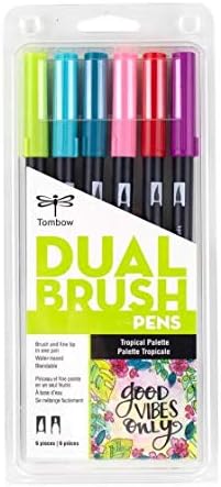 Tombow 56211 Dual Brush Pen Art Markers, Tropical, 6-Pack. Blendable, Brush and Fine Tip Markers...