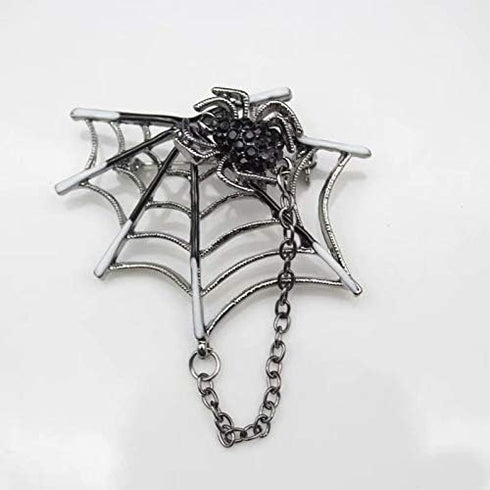 Halloween Black Spider Brooches Pins Punk Black Crystal Rhinestone Gothic Spider Insect Brooch Pin Jewelry for Women Men...