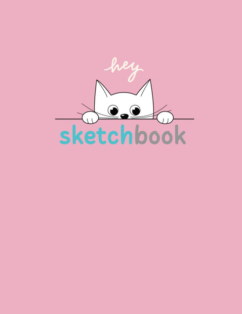 Sketchbook: Pastel pink color with a cat cover, minimal design with large size (8.5 x 11 inches, 110 pages)...