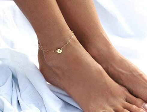 Gold 26 Initial Bracelet For Women Letter Initial Adjustable Chain Round Bracelet For Teen Girls (D)...