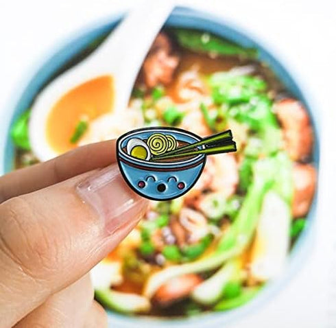 Set of 2 Ramen Nood Enamel Pins for Bags, Jackets, Hats & Tops - Ramen Fashion Accessory Japanese Foods Tonkotsu Ramen Brooches...