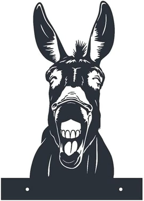 Outdoor Metal Art Funny Peeping Animal Statue Stakes Fence Landscape for Yard Garden Decor Animal Silhouette Ornaments (Donkey)...