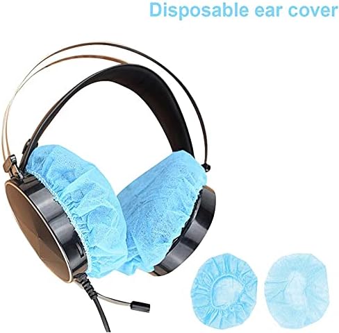 Tvoip 100Pcs Blue Non-Woven Sanitary Headphone Ear Cover, Disposable Super Stretch Covers Washable, for Most On Ear Headphones Earpads (9cm / 3.54...