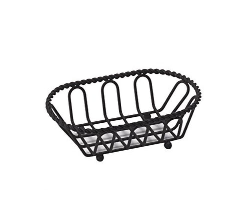 G.E.T. 4-33453 Black Oblong Braided Rim Metal Wire Basket Iron Powder Coated Wire Baskets Collection, Oval shape...