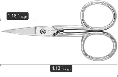 JARVISTAR Small Embroidery Curved Scissors, 4” Forged Stainless Steel Detail Craft Yarn Scissors, Pointed Tip Sharp Metal Precision Little Scissor...