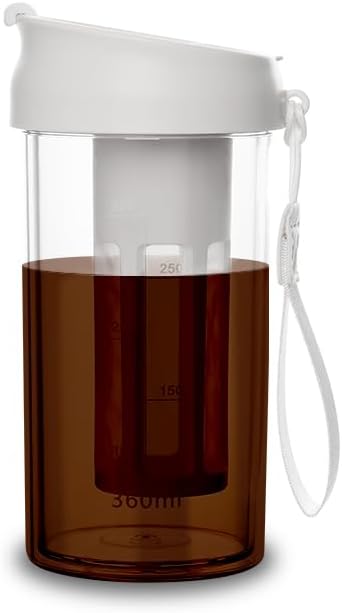 Cold Brew Coffee Maker Travel Tumbler with Soft Silicone Handle Portable Iced Coffee & Tea Infuser with Airtight Lid Cold Brew Travel Cup 12oz/360...