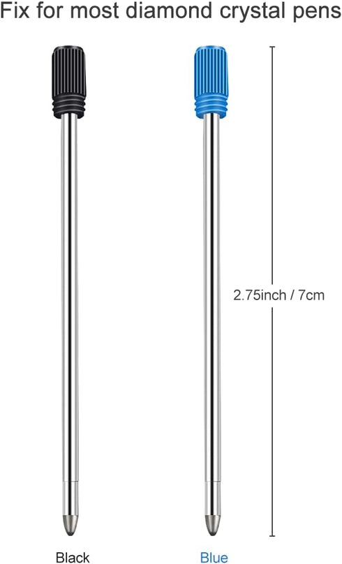 Ballpoint Pen Refills Pack of 20, Smooth Writing 2.75 Inch and 1.0 mm Medium Point Metal Refill, Replaceable Ink Pen Refill for Diamond Crystal St...