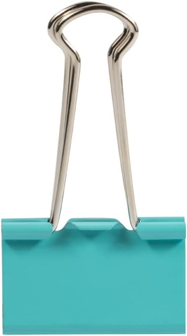 JAM PAPER Colorful Binder Clips - Large - 1 1/2 Inch (41 mm) - Teal Binderclips - 12/Pack...