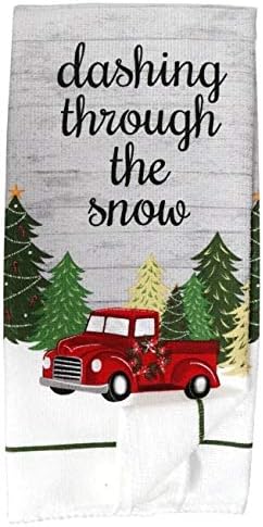 Vintage Truck/Christmas 5 Piece Bundle Package Oven Mitt (1) Kitchen Towels (2) Pot Holders (2)...
