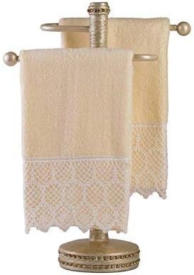 Creative Scents Fingertip Towels for Bathroom (11x18 inches) Towel Set of 4, Soft Velour Finish, Gorgeous Lace Trim, 100% Cotton, Machine Washable...