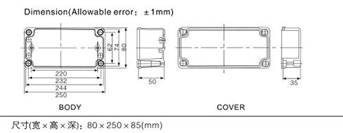LeMotech Waterproof Dustproof IP67 Junction Box DIY Case Enclosure Gray 9.8 x 3.1 x 3.3 inch (250 x 80 x 85 mm)...
