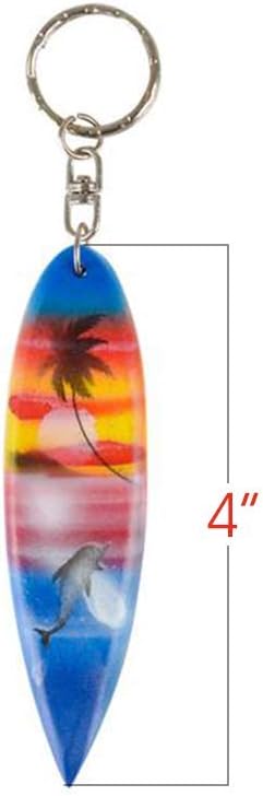 ArtCreativity Wooden Surfboard Keychains, Set of 12, Fun Key Chains for Backpack, Purse, Luggage, Great Giveaways for Birthday, Luau, Beach, and P...