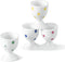 Cinf Ceramic Polka Dots Egg Cup Gift Set of 4 Porcelain Holder Breakfast Boiled Cooking Tools Stable Easy to Clean Childhood Memories Table Decora...