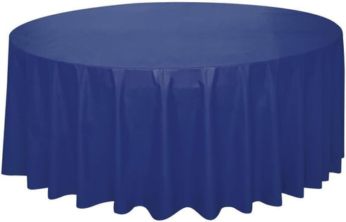 True Navy Blue Solid Round Plastic Table Cover (84") 1 Count - Elegant Design & Premium Quality, Ideal For Parties, Events & Everyday Use...