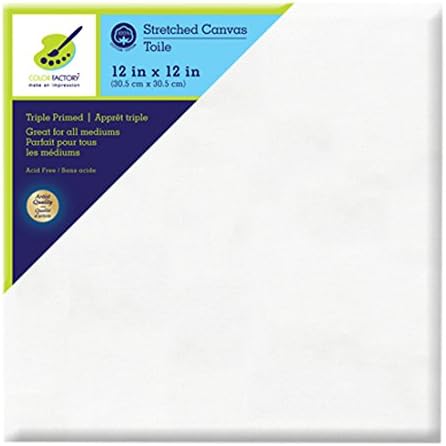 Color Factory 12inx12in Primed Stretch Artist Canvas...