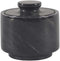 3" x 3" marble salt celler with lid 3.5oz, herb pot & candy bowl for modern kitchen countertop, trinket jewelry dish decorative container (Black)...