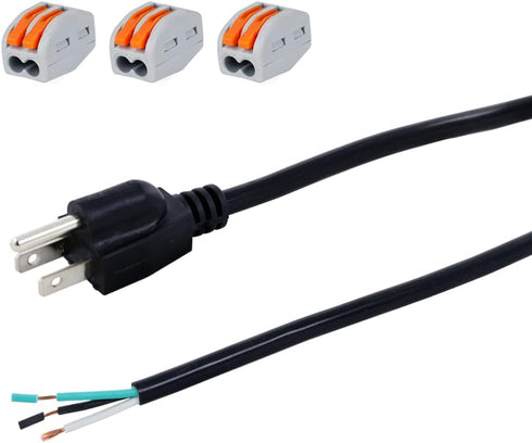 AC Power Cord Pigtail Heavy Duty 14 Gauge 3 Prong 6 Feet Open End 3 Wire SJT 14AWG Power Supply AC Plug NEMA 5-15P, Replacement AC Wall Cable 15A,...