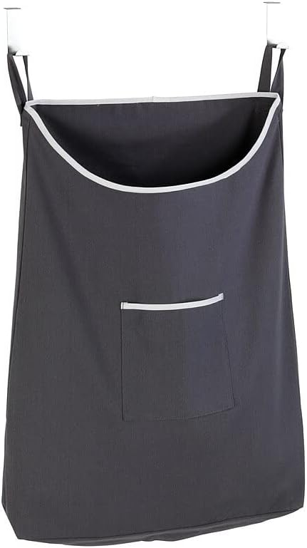 WENKO Laundry Hamper Bag Hanging, Over The Door Basket with Hooks, for Bathroom, Closet, Space Saving Storage, Wall mounted 3.94 x 20.47 x 31.89 i...