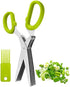 Herbal Scissors Stainless Steel 5 Blade Kitchen Scissors Mince Fresh Herbs & Leafy Greens Kitchen Gadgets Herb Cutter whit Cleaning Comb (Green)...