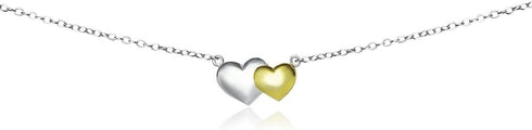 Sterling Silver Two-Tone Double Heart Choker Necklace...