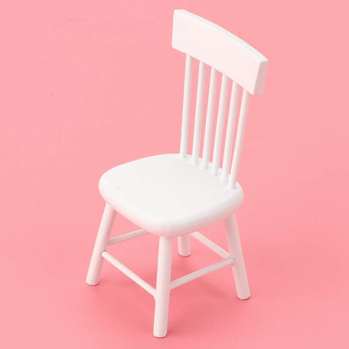 Dollhouse Chair, Miniature Furniture Model Wooden Dining Chair Furniture for 1:12 Doll House Accessory Dollhouse Accessories (White)...